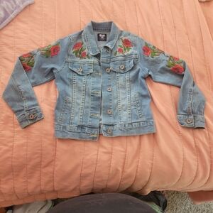 Floral Embroidered Kids Jean Jacket